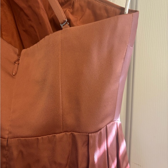 Azazie Maron Stretch Satin Dress in Cedar Rose - Picture 7 of 8